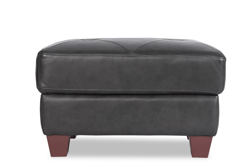 Vita 100% Genuine Leather Ottoman - Charcoal