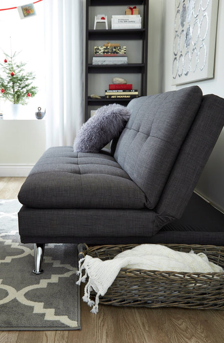 June Linen-Look Fabric Futon - Grey