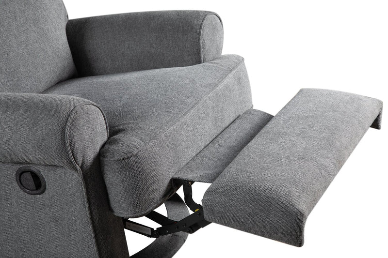Bevin Chenille Swivel Glider Recliner - Grey