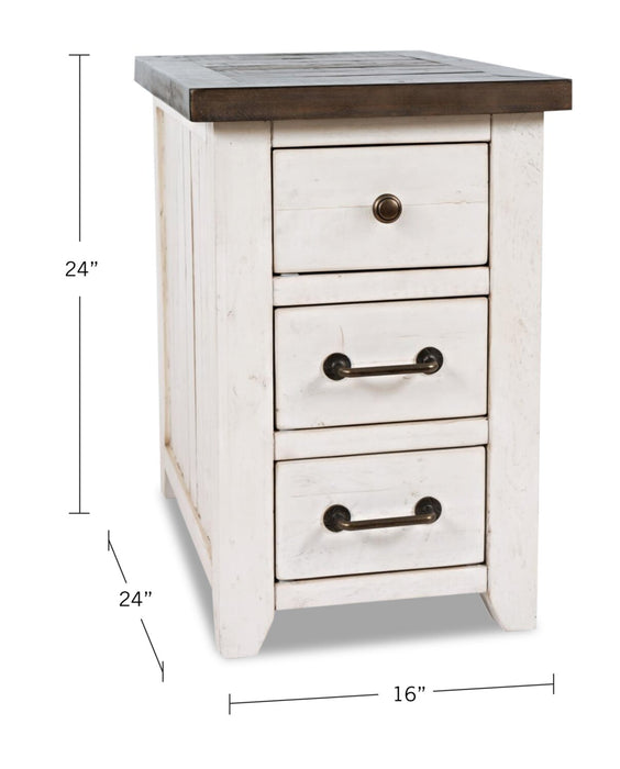 Morgan Chairside Table with USB - White