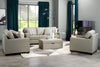 Sawyer Linen-Look Fabric Ottoman - Light Grey