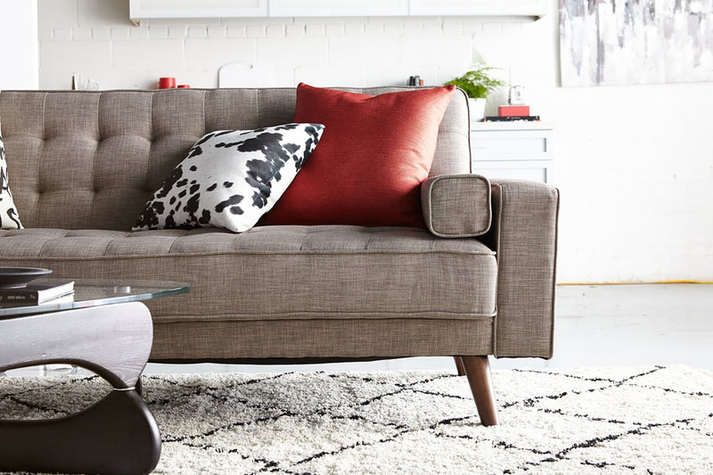Avery Linen-Look Fabric Futon - Grey