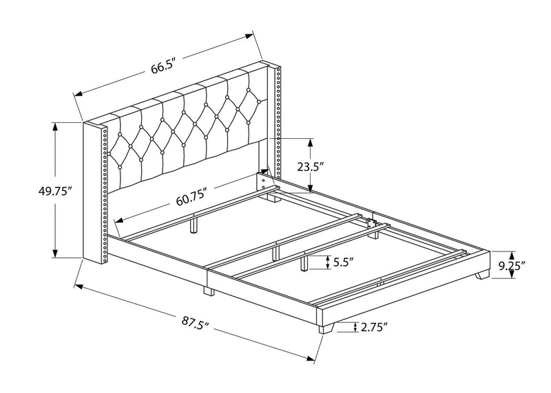 Portia Queen Bed - Grey