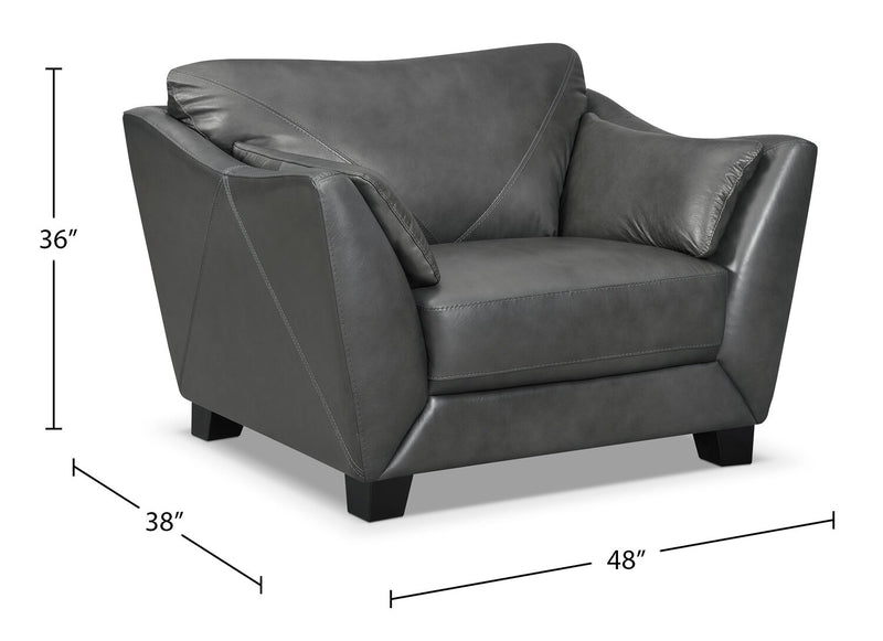 Lusso Genuine Leather Chair – Charcoal