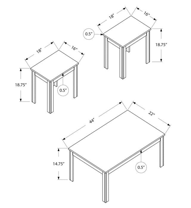 Kiana 3-Piece Coffee and Two End Tables Package - Black 