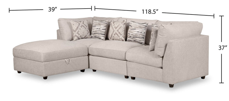 Evolve Sectional with Ottoman - Grey