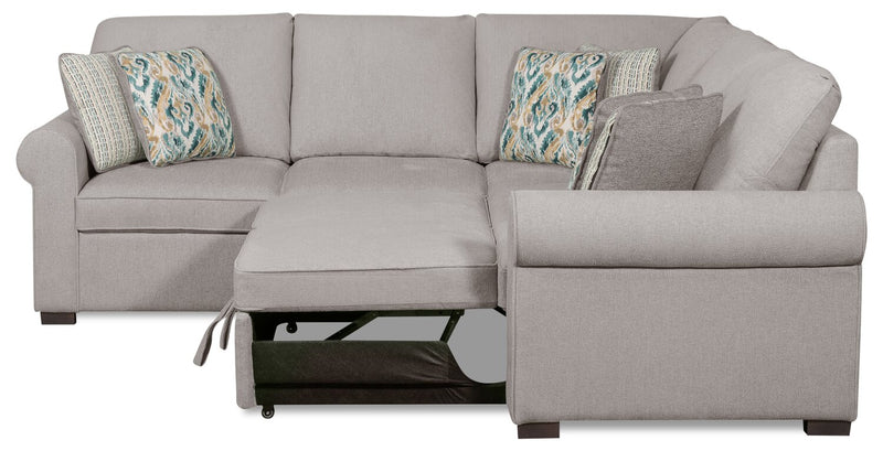 Haven 2-Piece Right-Facing Chenille Sectional with Sleeper Sofa - Grey