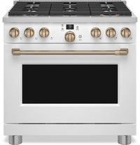 Cafe 5.7 Cu. Ft. Smart Dual Fuel Range with True European Convection and Self Clean Racks - Matte Wh…