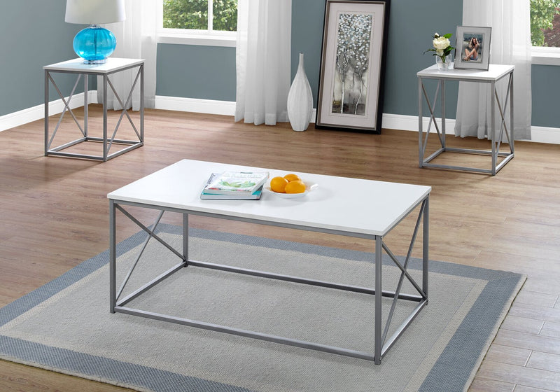Kasey 3-Piece Coffee and Two End Tables Package - White 
