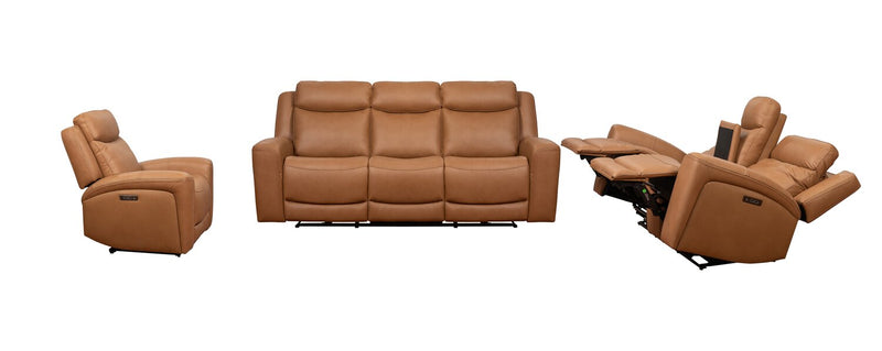 Prescott Genuine Leather Power Reclining Sofa - Butternut