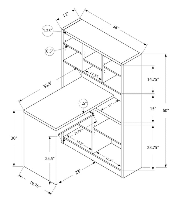 Mollie Reversible Desk with Bookcase - Espresso 