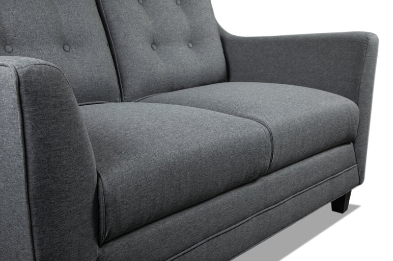 Novalee Linen-Look Fabric Loveseat - Grey
