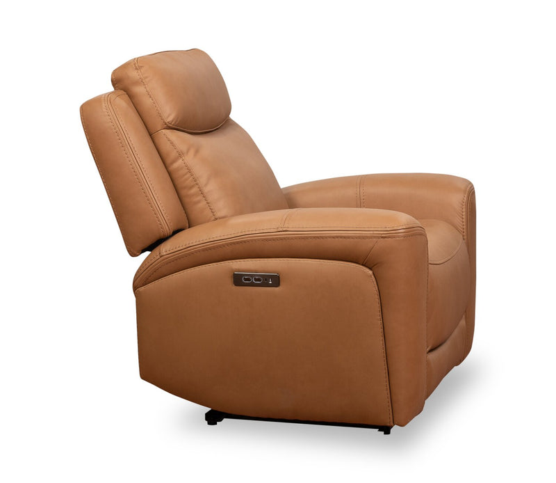 Prescott Genuine Leather Power Reclining Chair - Butternut