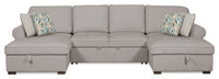 Scott Living Haven 3-Piece Chenille Fabric Sleeper Sectional with Two Storage Chaises - Grey