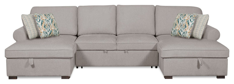 Haven 3-Piece Chenille Sleeper Sectional - Grey