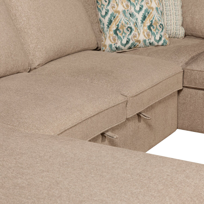 Haven 3-Piece Chenille Sleeper Sectional - Taupe