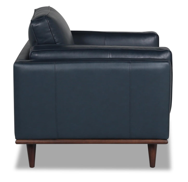 Vivia Top-Grain Genuine Leather Chair - Navy