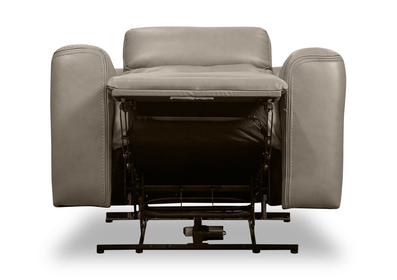 Prescott Genuine Leather Power Reclining Chair - Grey