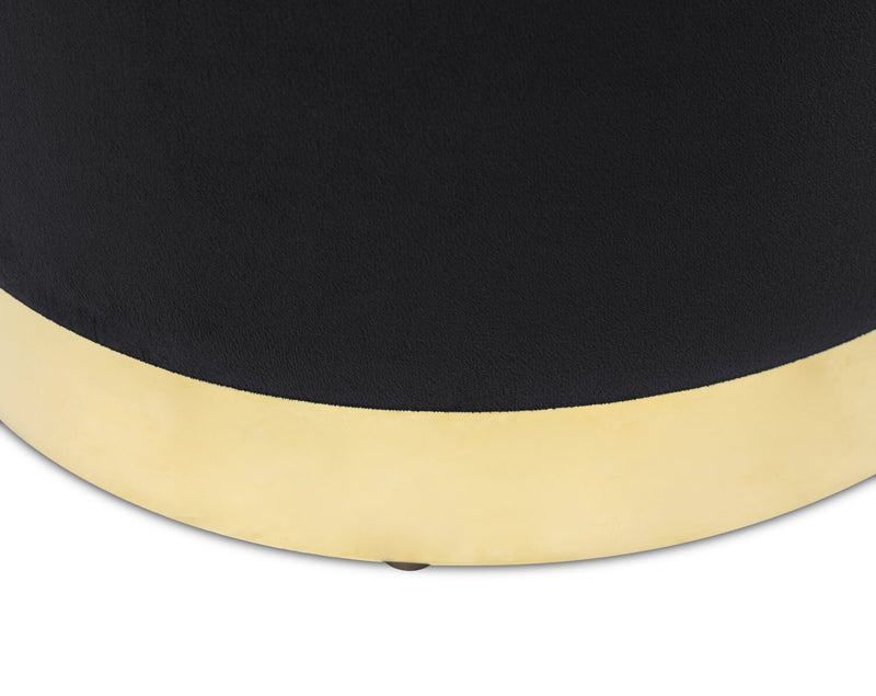Phebe Velvet Storage Ottoman - Black