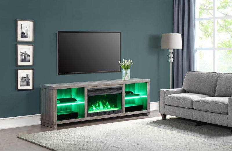 Aurora 72\" TV Stand with Crystal Ember Firebox