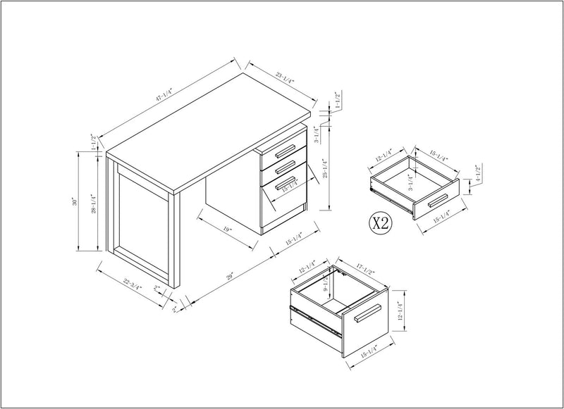 Oscar Reversible Desk - White