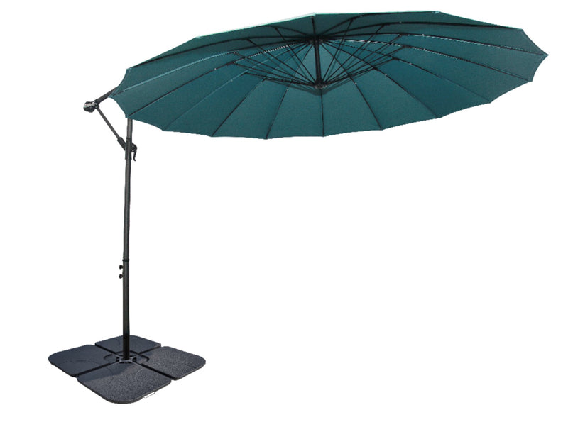 Shanghai Patio Umbrella with 4-Piece Base - Aqua