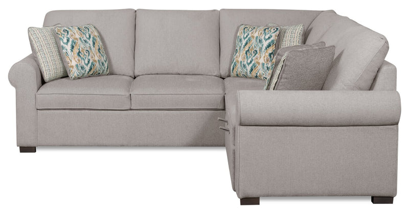 Haven 2-Piece Right-Facing Chenille Sectional with Sleeper Sofa - Grey