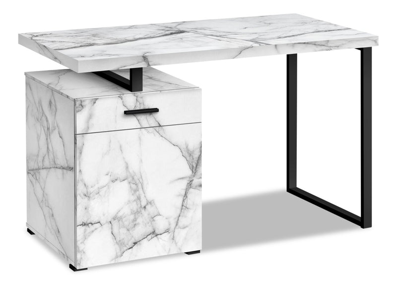 Remi Reversible Desk - White Marble-Look