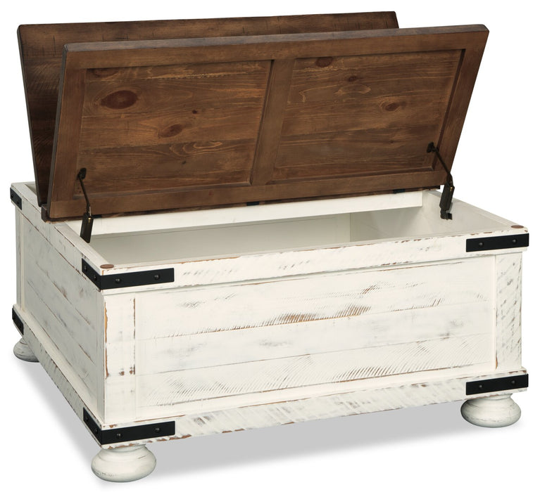 Benjy Coffee Table with Storage - White and Pine