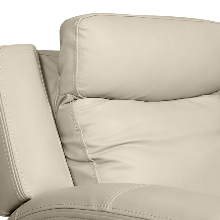 Prescott Genuine Leather Power Reclining Loveseat - Platinum