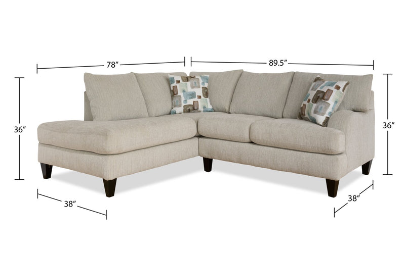 Nofia 2-Piece Chenille Left-Facing Sectional - Linen