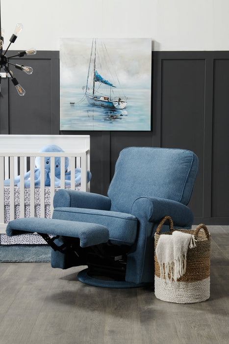Bevin Chenille Swivel Glider Recliner - Blue
