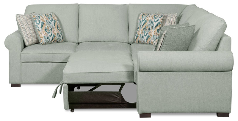Haven 2-Piece Right-Facing Chenille Sectional with Sleeper Sofa - Seafoam