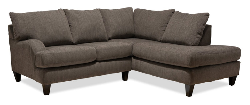 Nofia 2-Piece Chenille Right-Facing Sectional - Charcoal