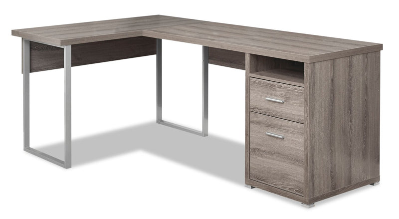 Pollie Reversible L-Shaped Desk - Dark Taupe 