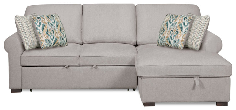 Haven 2-Piece Right-Facing Chenille Sleeper Sectional - Grey