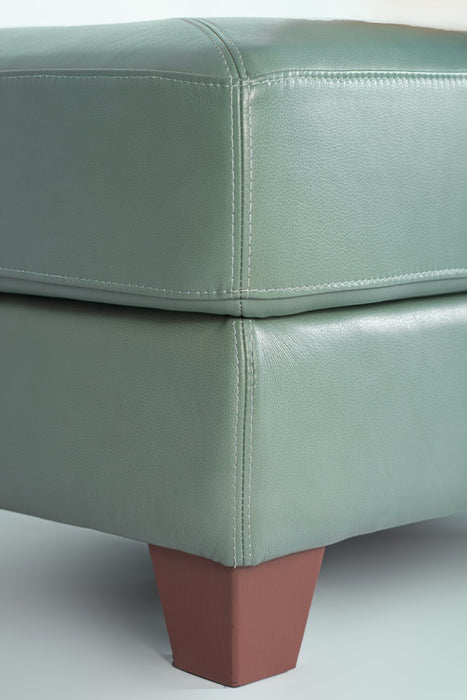 Vita 100% Genuine Leather Ottoman - Seafoam