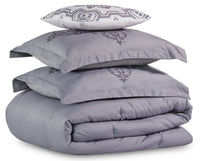 Arista 4-Piece Full/Queen Comforter Set - Grey 