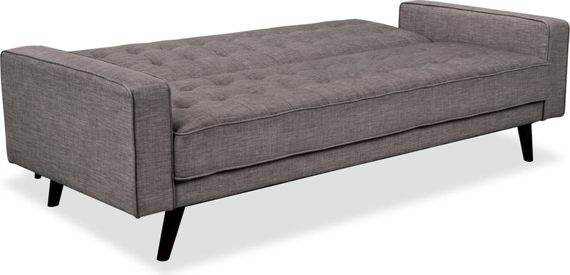 Avery Linen-Look Fabric Futon - Grey