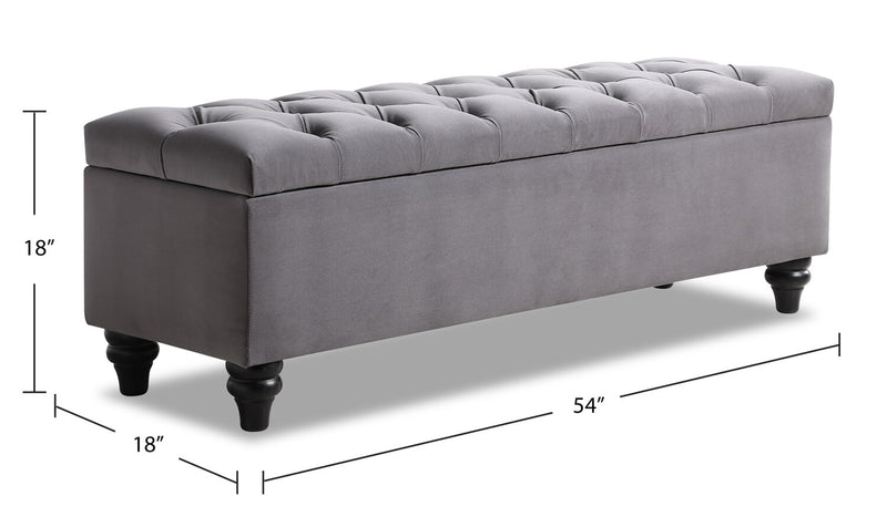Sage Velvet Bench with Storage