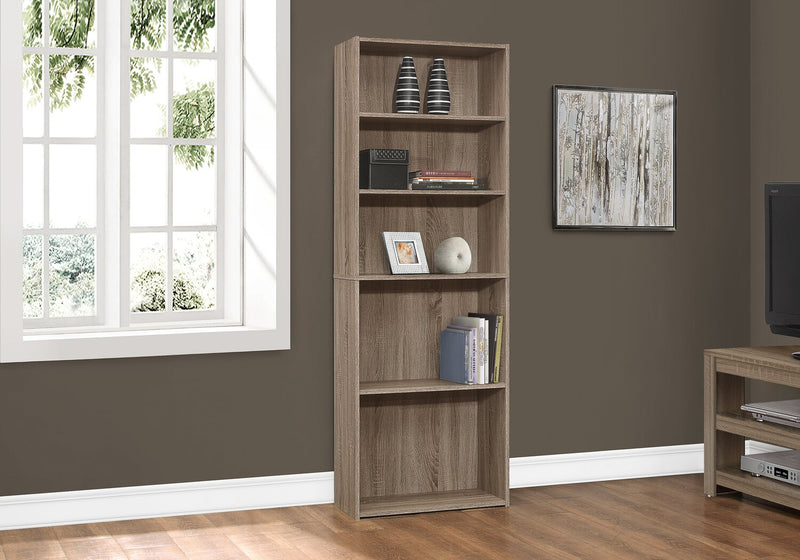 Slade 5-Shelf Bookcase - Dark Taupe 
