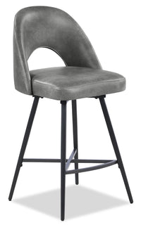 Kort & Co. Bay Counter-Height Stool with Swivel Seat & Vegan Leather Fabric, 25.5