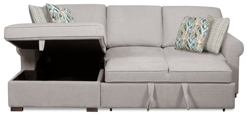 Haven 2-Piece Left-Facing Chenille Sleeper Sectional - Grey