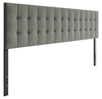 Ellis Upholstered Headboard in Grey Fabric, Button Tufted - King Size 