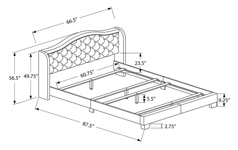 Penelope Queen Bed - Grey