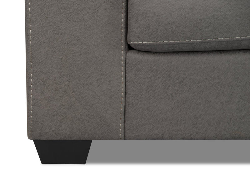 Morty 2-Piece Leather-Look Fabric Right-Facing Sofa Bed Sectional - Grey