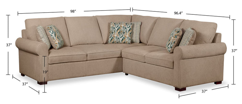 Haven 2-Piece Left-Facing Chenille Sectional - Taupe