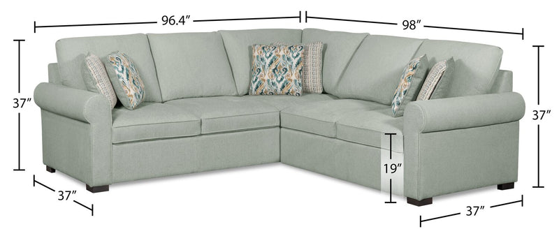 Haven 2-Piece Right-Facing Chenille Sectional - Seafoam