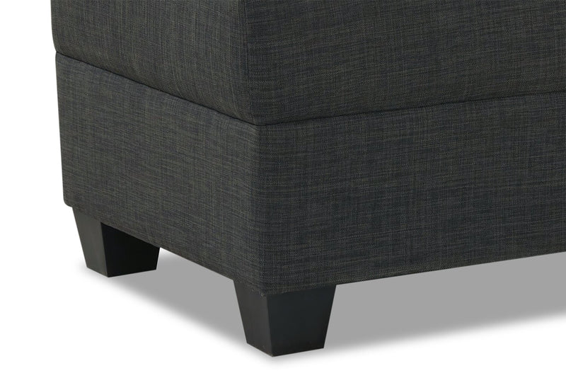 Sawyer Linen-Look Fabric Ottoman - Charcoal Grey