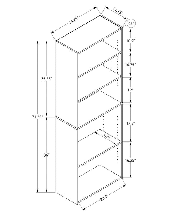 Slade 5-Shelf Bookcase - Grey